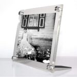 Wexel Art 4x6" Clear UV Grade Acrylic Tabletop Floating Picture Frame Display with Silver Hardware for Art and Photos