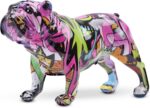 Colored Graffiti Bulldog Sculpture, Graffiti Art Standing British Bulldog French Bulldog Statue Decoration, Color Dog Fashion Resin Technology Decoration Dog (D)