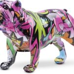 Colored Graffiti Bulldog Sculpture, Graffiti Art Standing British Bulldog French Bulldog Statue Decoration, Color Dog Fashion Resin Technology Decoration Dog (D)