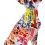 Colored Graffiti Bulldog Sculpture, Graffiti Art Standing British Bulldog French Bulldog Statue Decoration, Color Dog Fashion Resin Technology Decoration Dog (A)