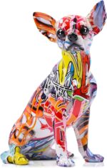 Colored Graffiti Bulldog Sculpture, Graffiti Art Standing British Bulldog French Bulldog Statue Decoration, Color Dog Fashion Resin Technology Decoration Dog (A)