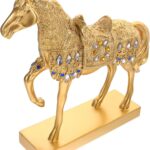 BESPORTBLE Gold Resin Horse Figurine Modern Farmhouse Decor for Living Office Bedroom Shelf Tabletop Sculpture Stylish Home Accent Collectible Art Ornament