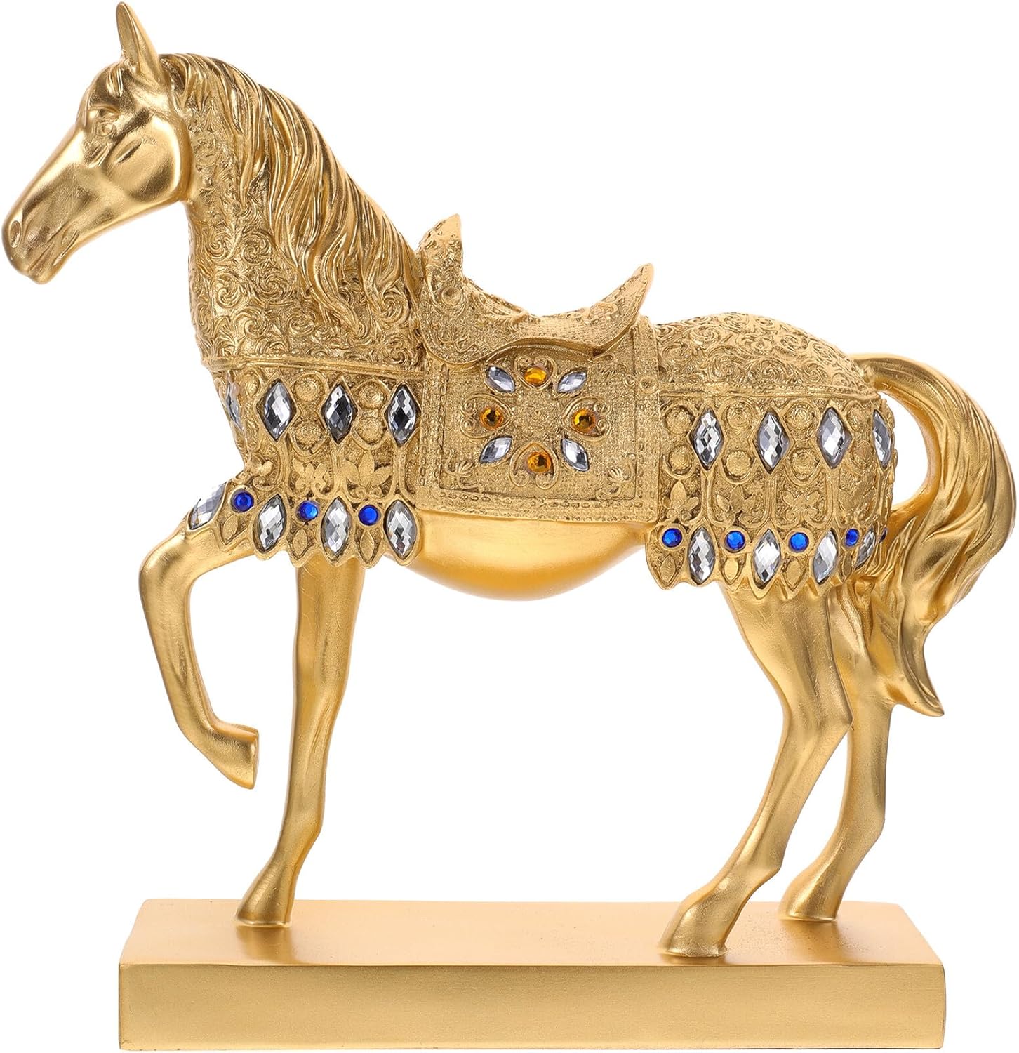 81PcX88ppoL._AC_SL1500_.jpg Gold-Plated Standing Horse Figurine Resin Sculpture for Modern Home Decor Vivid and Horse Statue Ornament for Living Office Bookshelf Display Creative Warm Accent - Image 1