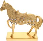 BESPORTBLE Gold Resin Horse Figurine Standing Model for Desktop Decor Elegant Tabletop Sculpture for Home Office Decoration Smooth Surface Artistic Horse Statue for Living and Entryway