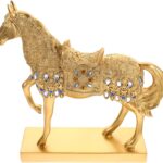 BESPORTBLE Gold Resin Horse Figurine Standing Model for Desktop Decor Elegant Tabletop Sculpture for Home Office Decoration Smooth Surface Artistic Horse Statue for Living and Entryway