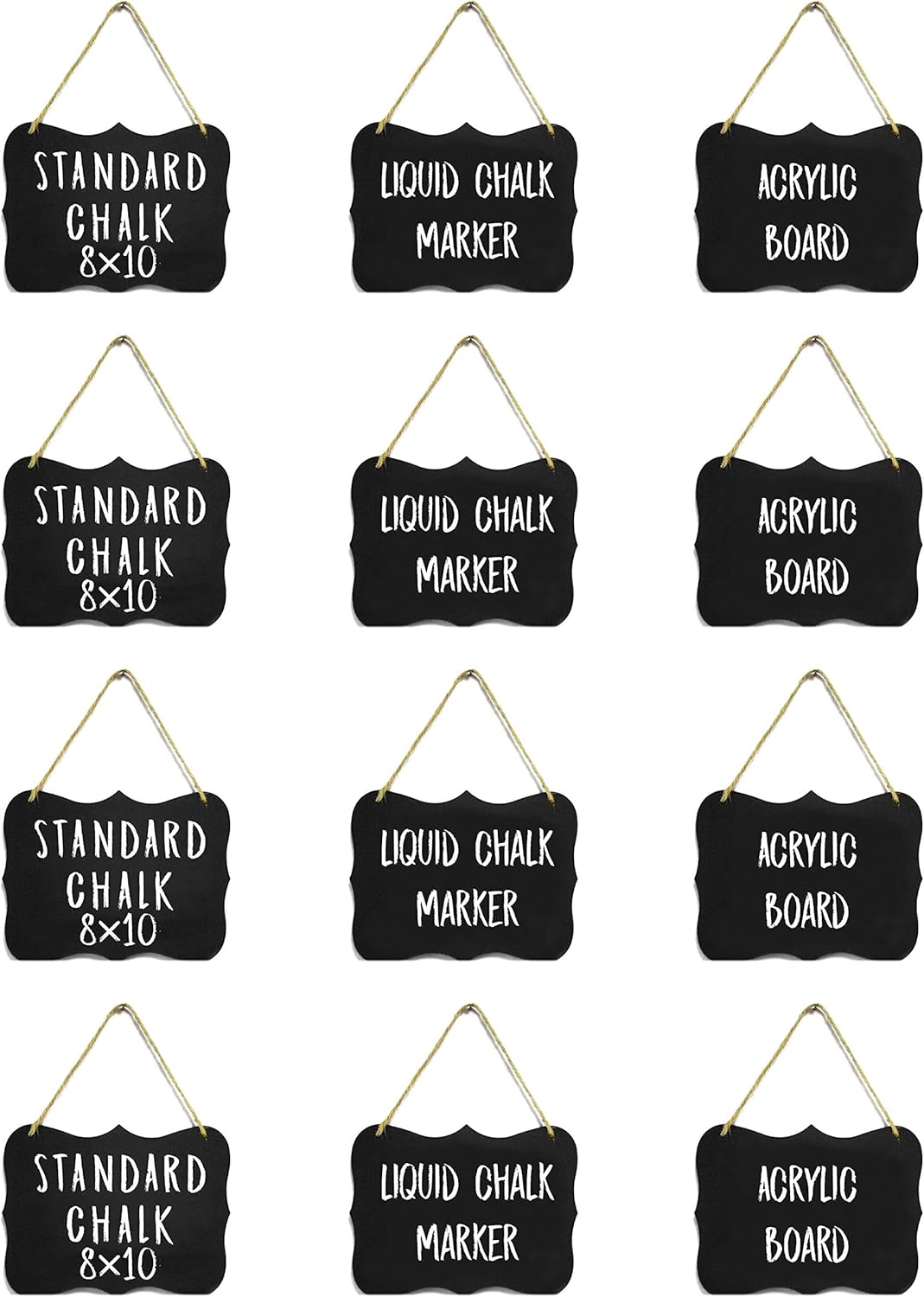 81g0zuTO0FL._AC_SL1500_.jpg Large Hanging Chalkboard Acrylic Signs 8x10 - Double Sided for Standard Chalk & Other Side for Liquid Chalk Marker Erasable-for Wedding, Wall Decor, Kitchen Pantry, Menus, (12) - Image 1