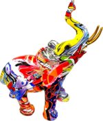 Colorful Graffiti Art Elephant Sculptures - 10.5" High Modern & Creative Large Elephant Statue for Kitchen Office Shelf Home Decor, Modern Elephant Statue, Colorful Resin Elephant Figurines